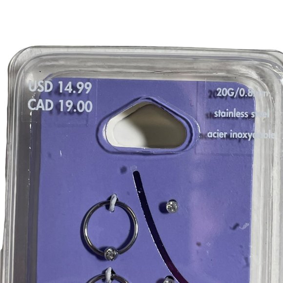 New set of 6 stainless steel Crystal nose rings and retainers - Picture 4 of 5